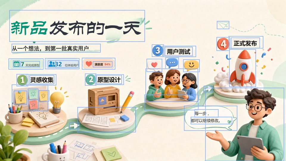 新品发布插画 PPTX 里每个可单独编辑的元素